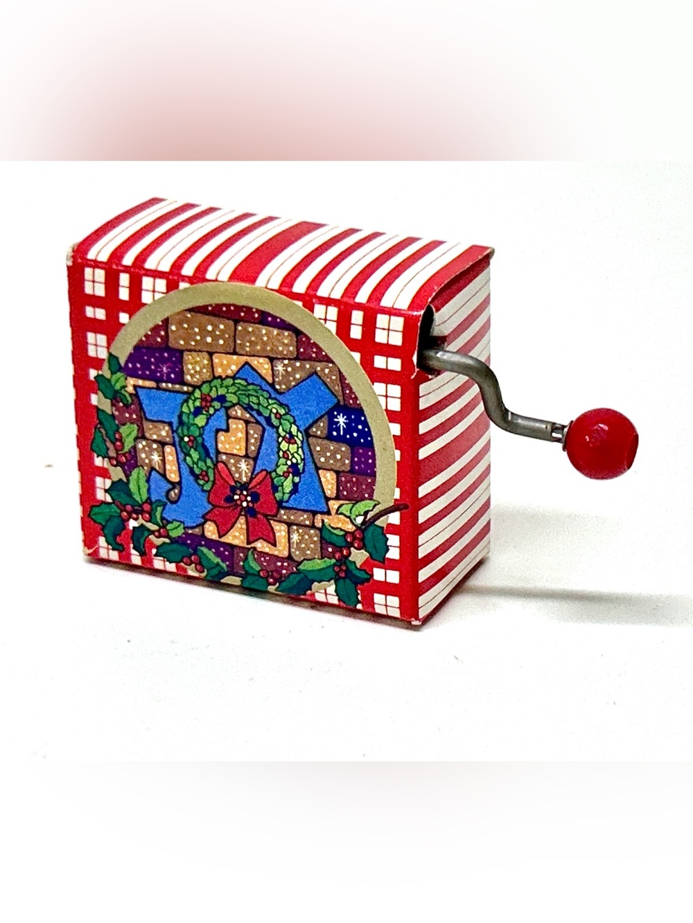 Vintage Enesco Hand Crank Christmas Present Shaped Music Box